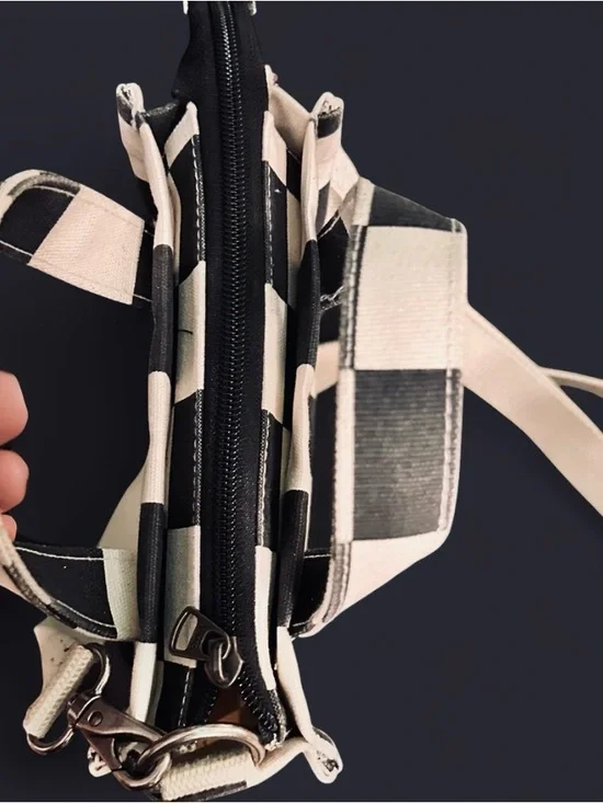 Vans Black and White Checker Canvas Mini Tote Crossbody - Picture 2 of 3